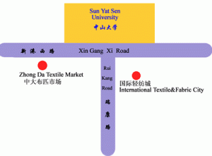 Map of Zhongda Fabric Market