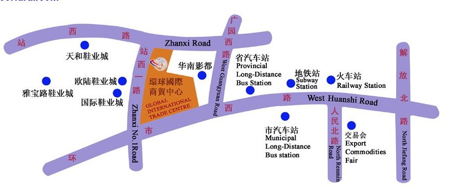 Map of Wholesale Markets in Zhanxi Road