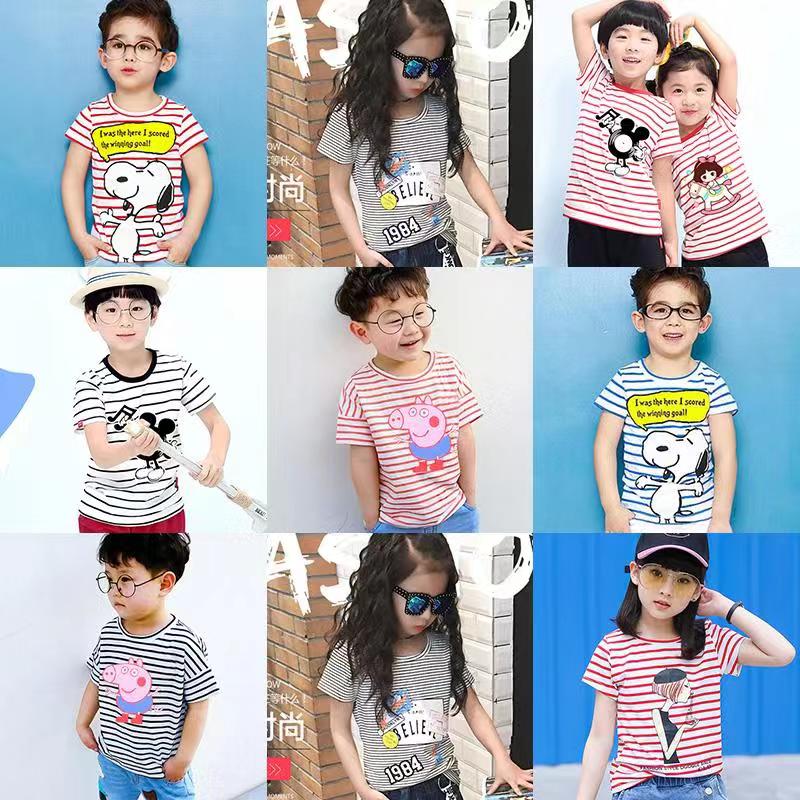 Wholesale Short Sleeve T-shirts in Stripe Pattern for Kids