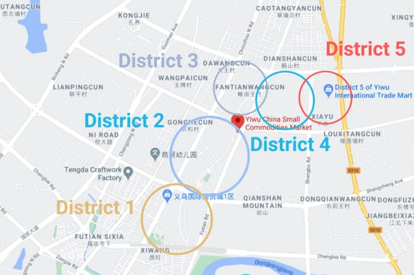Different Districts of Yiwu International Trade City - Yiwu Markets in China