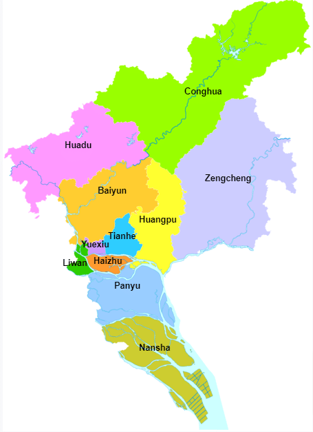 Map of Districts in Guangzhou