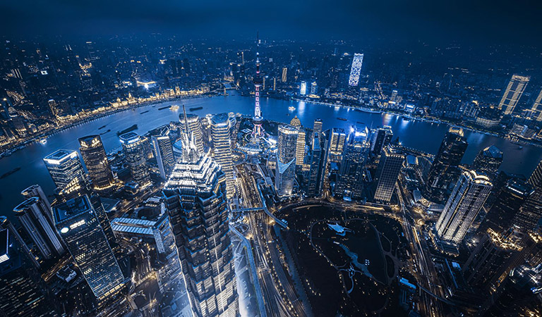 Panoramic View of Shanghai at Night